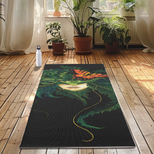 Tapete De Yoga Floresta Encantadora Dríade Mulher Borboleta Fanta
