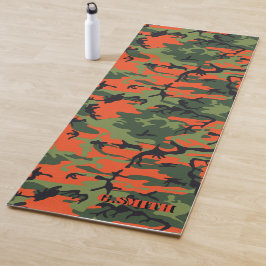 Tapete De Yoga Floresta Laranja e Camuflagem Verde Camo