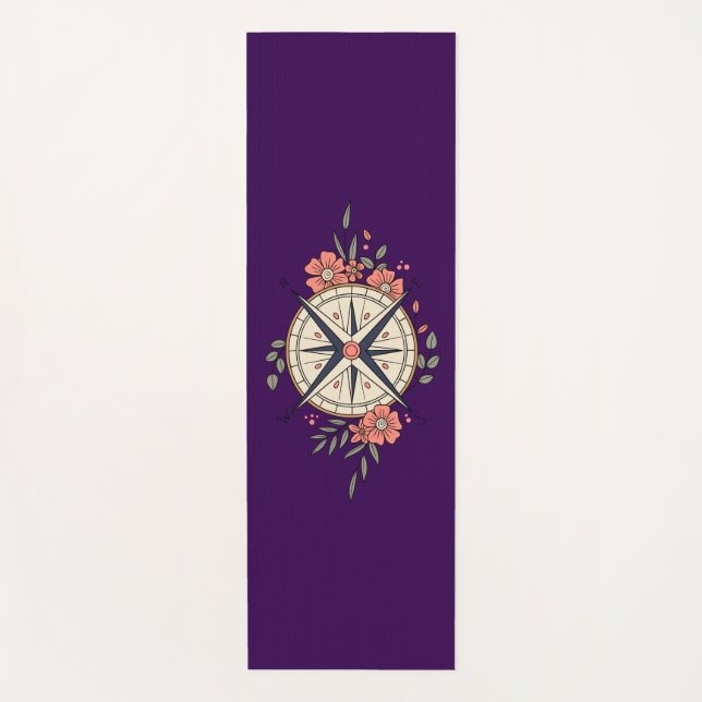 Tapete De Yoga Flowers, Directions, Compass  (Frente)
