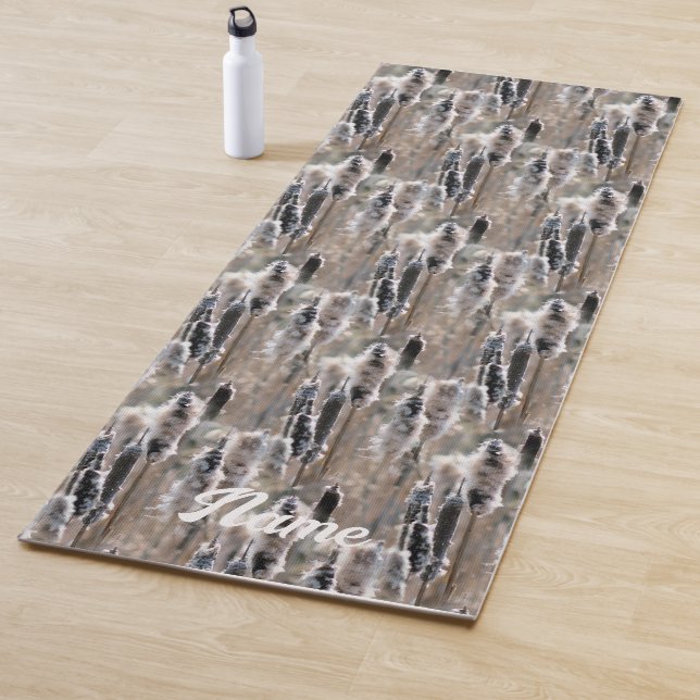 Tapete De Yoga Fluffy Cattails Nature Patterno Personalizado (In Situ)