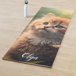 Tapete De Yoga Fluffy Ginger Kitten Adorável, Personalizável