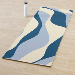 Tapete De Yoga Fluxo e Refluxo 4 - Azul Escuro, Azul Claro e Crem