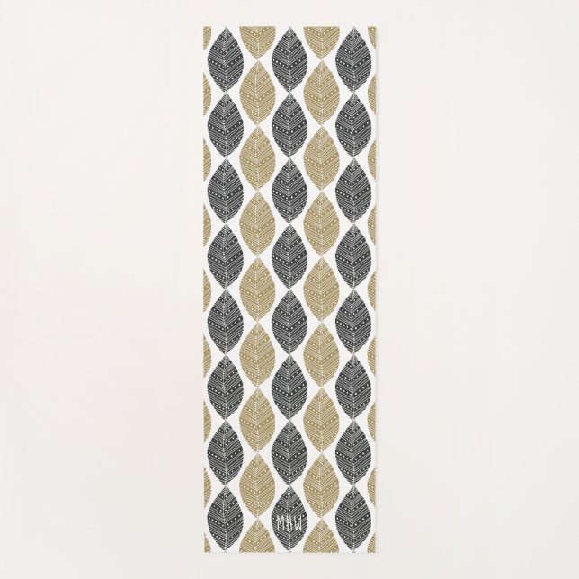 Tapete De Yoga Folha nativa Monograma personalizado de padrão (Frente)