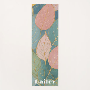 Tapete De Yoga Folhagem Whimsical: Pastel Deixa Ioga Mat