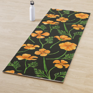 Tapete De Yoga Folhas da Califórnia, flores no verão, verdinho