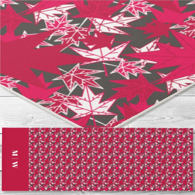 Tapete De Yoga Folhas de Mapeamento em um Fundo de Carvões (Maple Leaves-Red on a Charcoal Background Yoga Mat)