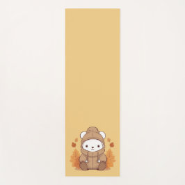 Tapete De Yoga Folhas de outono e Urso de Hoodie