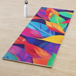 Tapete De Yoga Folhas de Outono Vibrantes Arte Abstrata