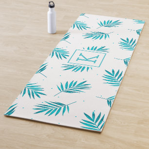 Tapete De Yoga Folhas tropicais de turquesa