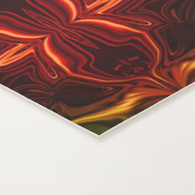 Tapete De Yoga Formas de "traços vermelhos flutuam" sobre fundo v (Detalhe)