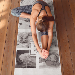 Tapete De Yoga Foto da família de colagem de tendências - preto