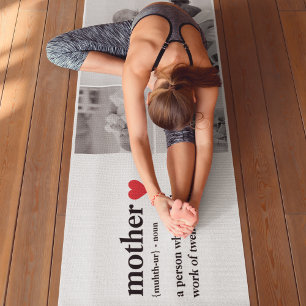 Tapete De Yoga Foto de Colagem Moderna e Texto Vermelho Doente Mã