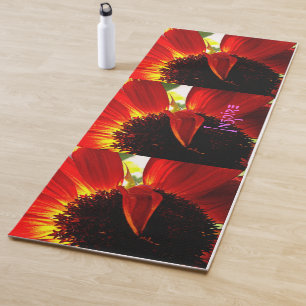 Tapete De Yoga Foto Moderna Red Daisy Flower inspira caligrafia