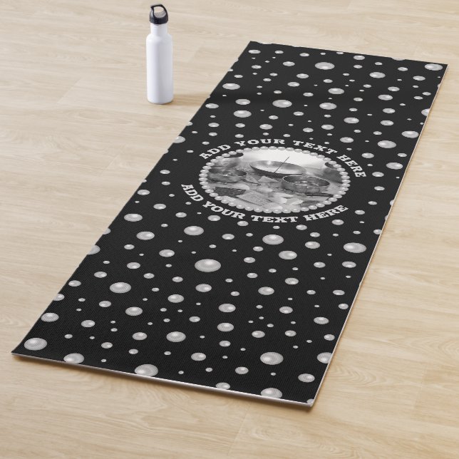 Tapete De Yoga Foto Personalizada com Círculo de Pérolas em Preto (In Situ)