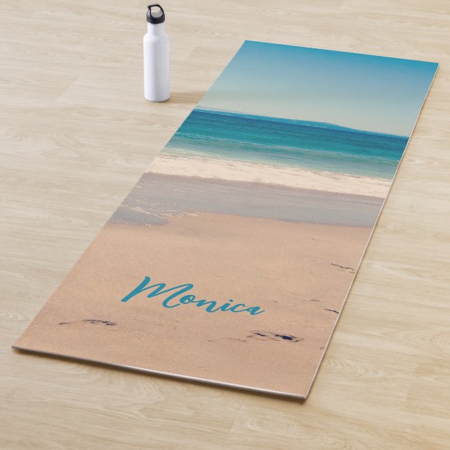 Tapete De Yoga Foto personalizada de Aqua Teal Beach (In Situ)