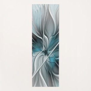 Tapete De Yoga Fractal Fractal Moderna Abstrato com Cinza Flor Az