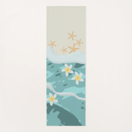 Tapete De Yoga Frangipanis flutuantes em ondas de praia encontram