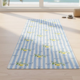 Tapete De Yoga French Country Lemon – Blue Stripe Bow Pattern