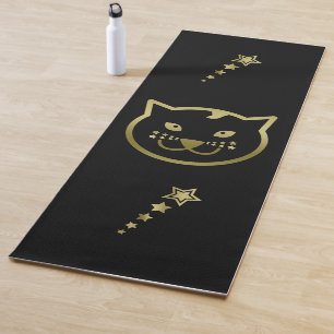 Tapete De Yoga Frente de Gato Dourada - Cor de Fundo Personalizad