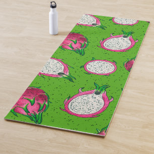 Tapete De Yoga Fruta de dragão vermelho em verde