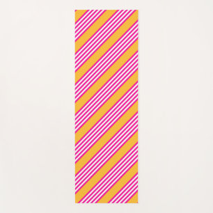 Tapete De Yoga Fuchsia e padrão amarelo de cinco faixas