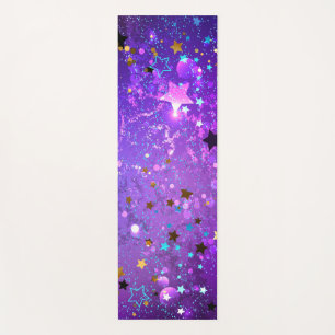 Tapete De Yoga Fundo de folhas roxas com estrelas
