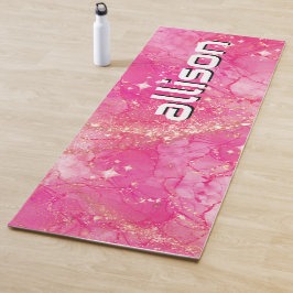 Tapete De Yoga Fundo mágico rosa nome Personalizado