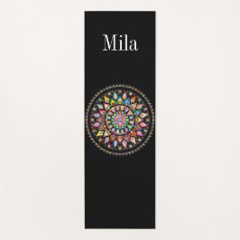 Tapete De Yoga Fundo preto, mandala