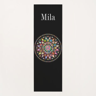Tapete De Yoga Fundo preto, mandala