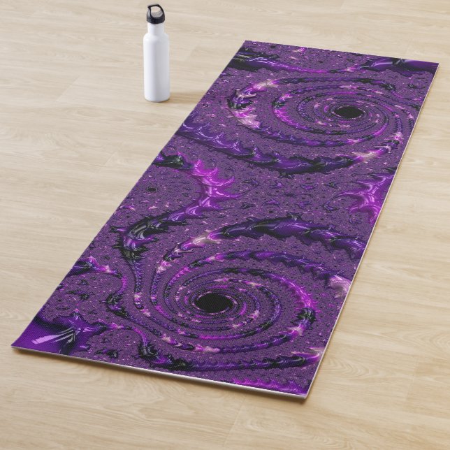 Tapete De Yoga Funky Bold Boho Roxo Abstrato Digital Fractal (In Situ)