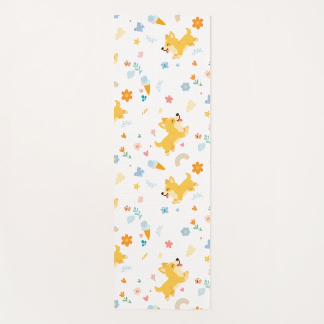 Tapete De Yoga funny cartoon corgis dogs (Frente)