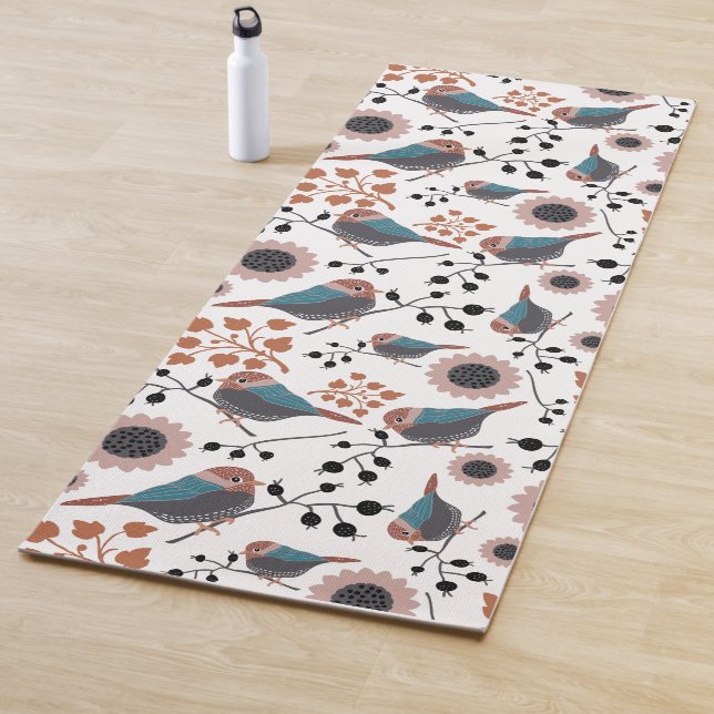 Tapete De Yoga Galinha-de-pássaro voa Cinza-preta (In Situ)