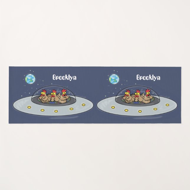 Tapete De Yoga Galinhas engraçadas na ilustração de desenhos anim (Frente (Horizontal))