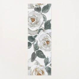 Tapete De Yoga Garden Roses | White Watercolor Floral Vintage