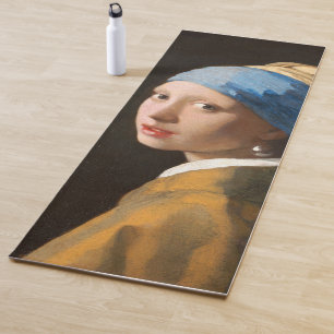 Tapete De Yoga Garota com pintura de retrato de cor Pérola