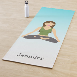 Tapete De Yoga Garota de Yoga Fofa na Posição de Lótus & Nome Per