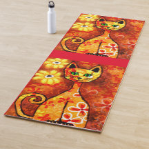 Gatinho De Gato Quimológico Retro Laranja Amarelo