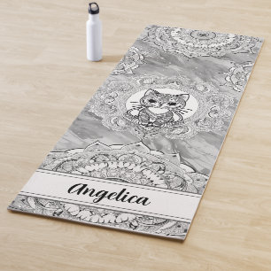 Tapete De Yoga Gato Bonito Yoga Mat Indian Mandala Art