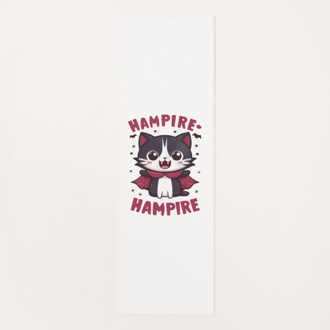 Tapete De Yoga Gato de Halloween do Vampiro Kawaii (Frente)