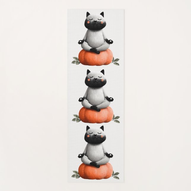 Tapete De Yoga Gato de Halloween na Design de Pumpkin (Frente)