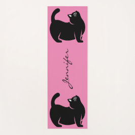 Tapete De Yoga Gato de ioga preto bonito