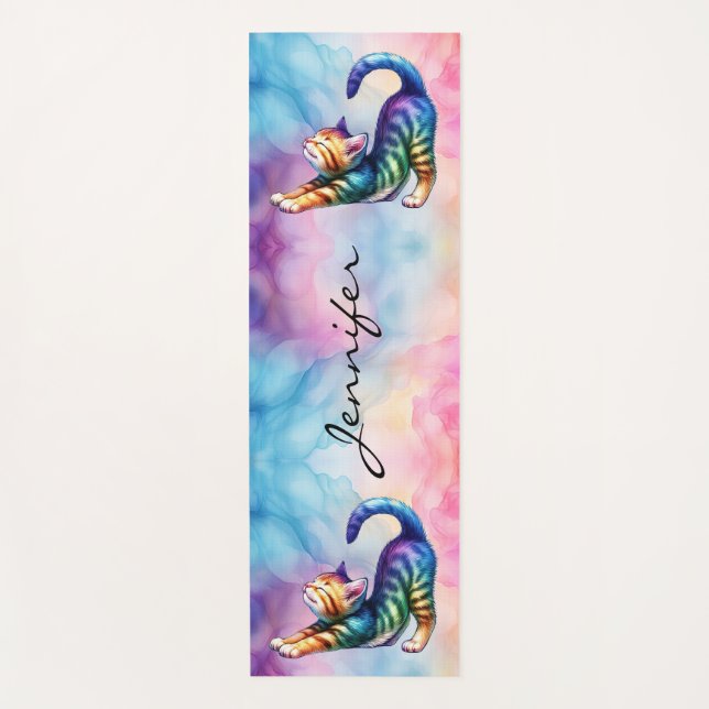 Tapete De Yoga Gato Felino Gato Gelado Amadurece Yoga Mat (Frente)