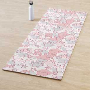 Tapete De Yoga Gato Gótico Caveira Estilo Japonês Kawaii Coração