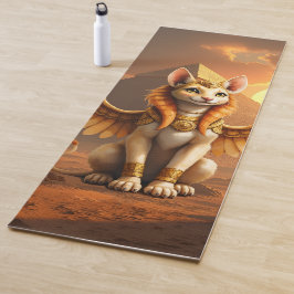 Tapete De Yoga Gato Místico Asalado Esfinge - Arte Fantástica Egí