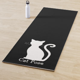 Tapete De Yoga Gato Preto-Cinto Frio Difundido Preto e Branco