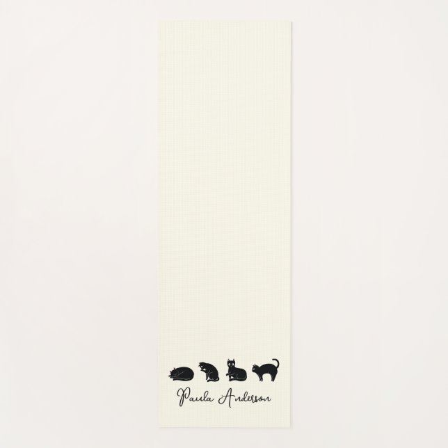 Tapete De Yoga Gato Preto Cute Engraçado Personalizável (Frente)