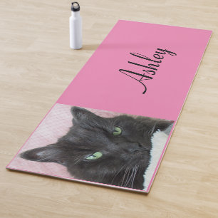 Tapete De Yoga Gato Preto de Olho Verde Personalizado