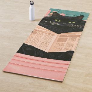 Tapete De Yoga Gato Preto Engraçado no Banheiro