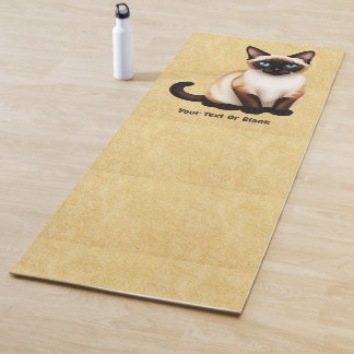 Tapete De Yoga Gato Siames no Papel Antigo