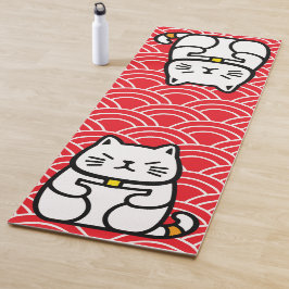 Tapete De Yoga Gato Sortudo Japonês ou Maneki-Neko